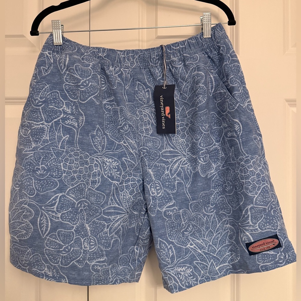 Vineyard Vines Men's Floral Design Blue Swim Trunks
